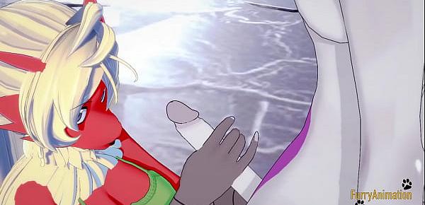 trendsPokemon Hentai Furry Yiff 3D - Blaziken blowjob and handjob with cum in her mouth to Mewtwo